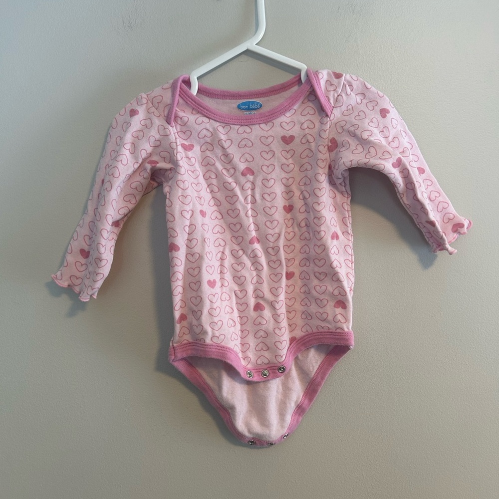 Bon Bebe 18m Pink Heart print long sleeve onesie